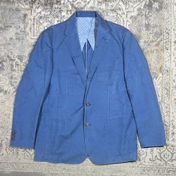 Peter Millar Blue Cotton Linen Casual 2 Button Blazer Jacket Preppy Men’s Size L