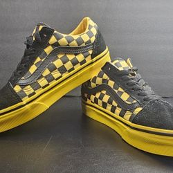 Vans Old Skool Black and Yellow Checkered Men's Size 5.5 Women’s 7