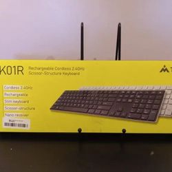 TIETI K01R Wireless Keyboard, 2.4G Slim and Compact Wireless Keyboard with Numeric Keypad, Long Battery Life, Lag-Free for PC Laptop Computer Windows,