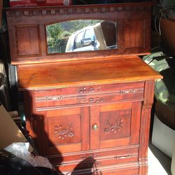 Eastlake washstand with matching mirror. (Circa 1800’s)