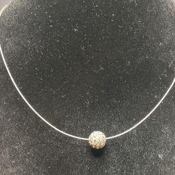 MONET 16” SilverTone Necklace With Genuine Rainbow Crystal Ball Pendant 