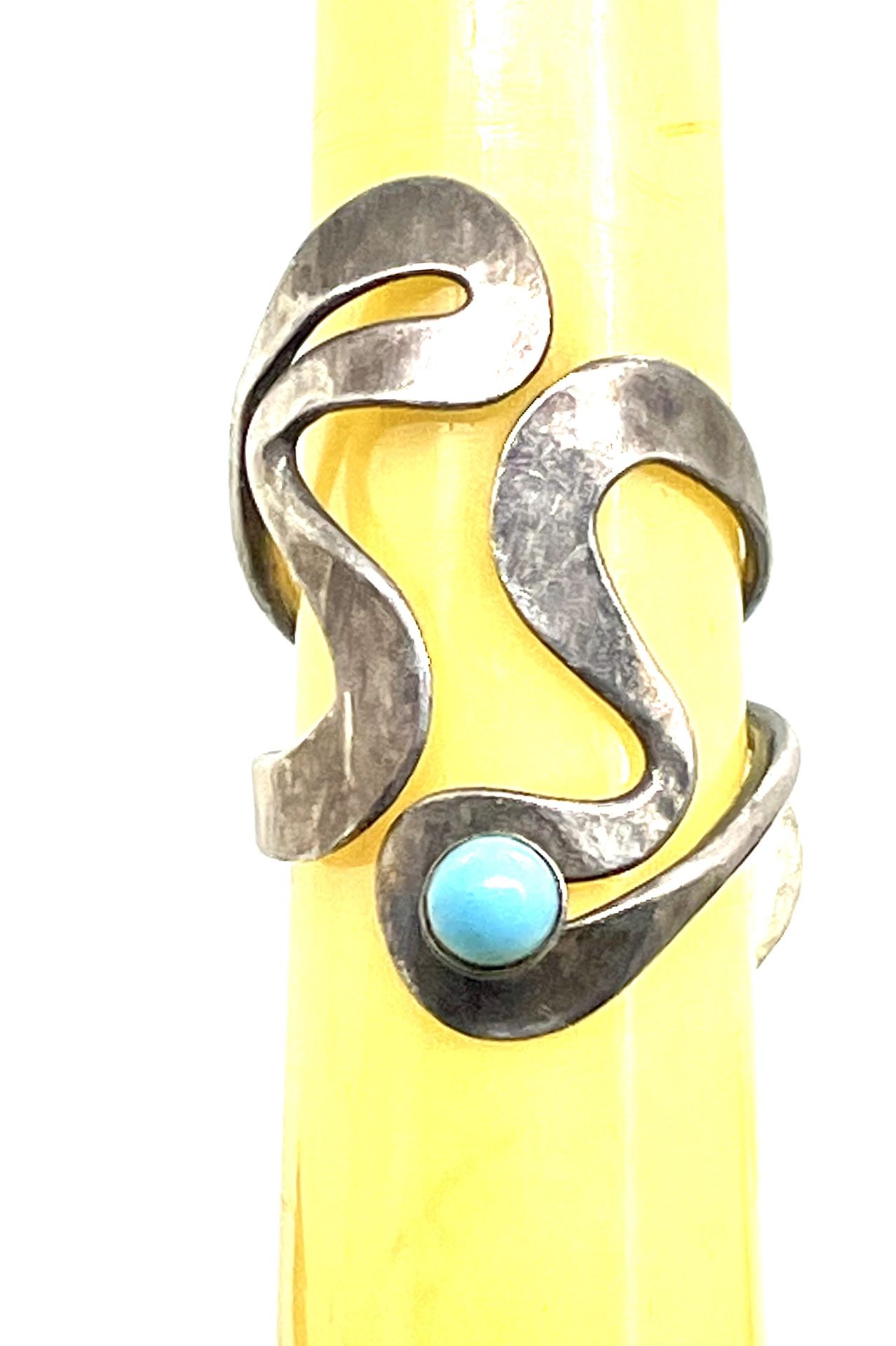 Sterling Taxco Modernist Turquoise Ring