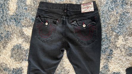 True Religion Black Jeans with Red Stitching