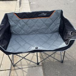 Oversized Fully Padded Camping Chair Folding Loveseat Camping Couch Double Du...