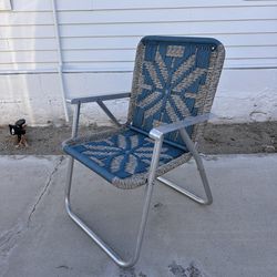 Upcycled Vintage Macrame Lawn Chair