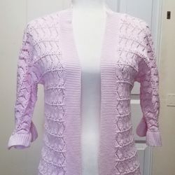 Pink Crochet Cardigan Sweater XL