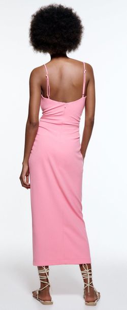 knee length dresses for ladies ZARA pink midi dress – Lorna Luxe Closet