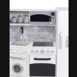 KidKraft Large Wooden Play Kitchen with Lights & Sounds, Icemaker, Play Phone -