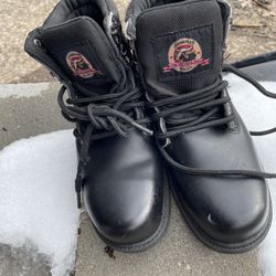 Black Steel Toe Boots 6.5w
