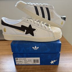 NEW Adidas superstar Vintage x Bape white black Sz 6.5 women