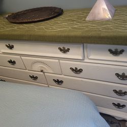 Large White Solid WOOD dresser $60 Firm