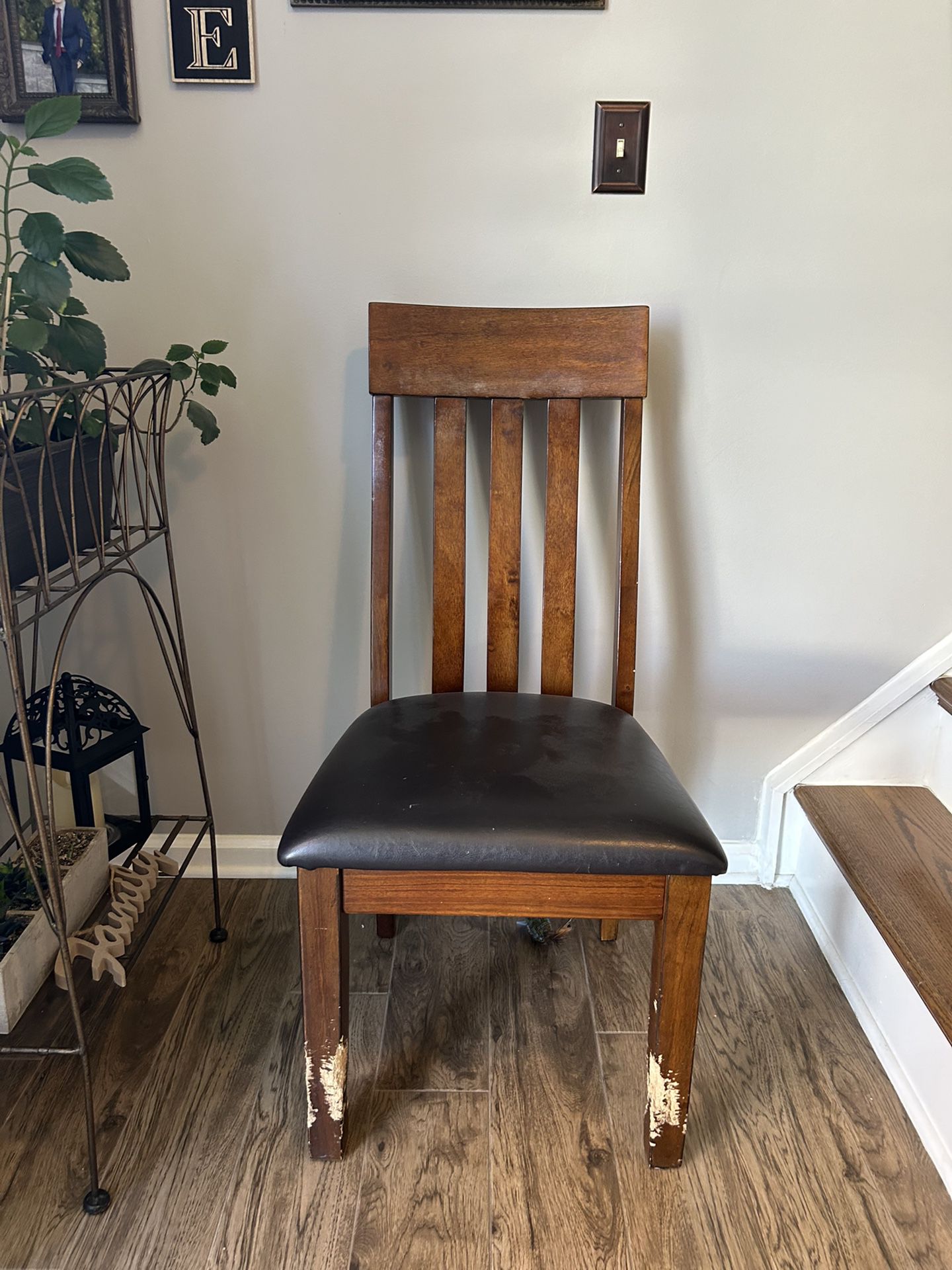 Leather/ wooden chairs- set of 6