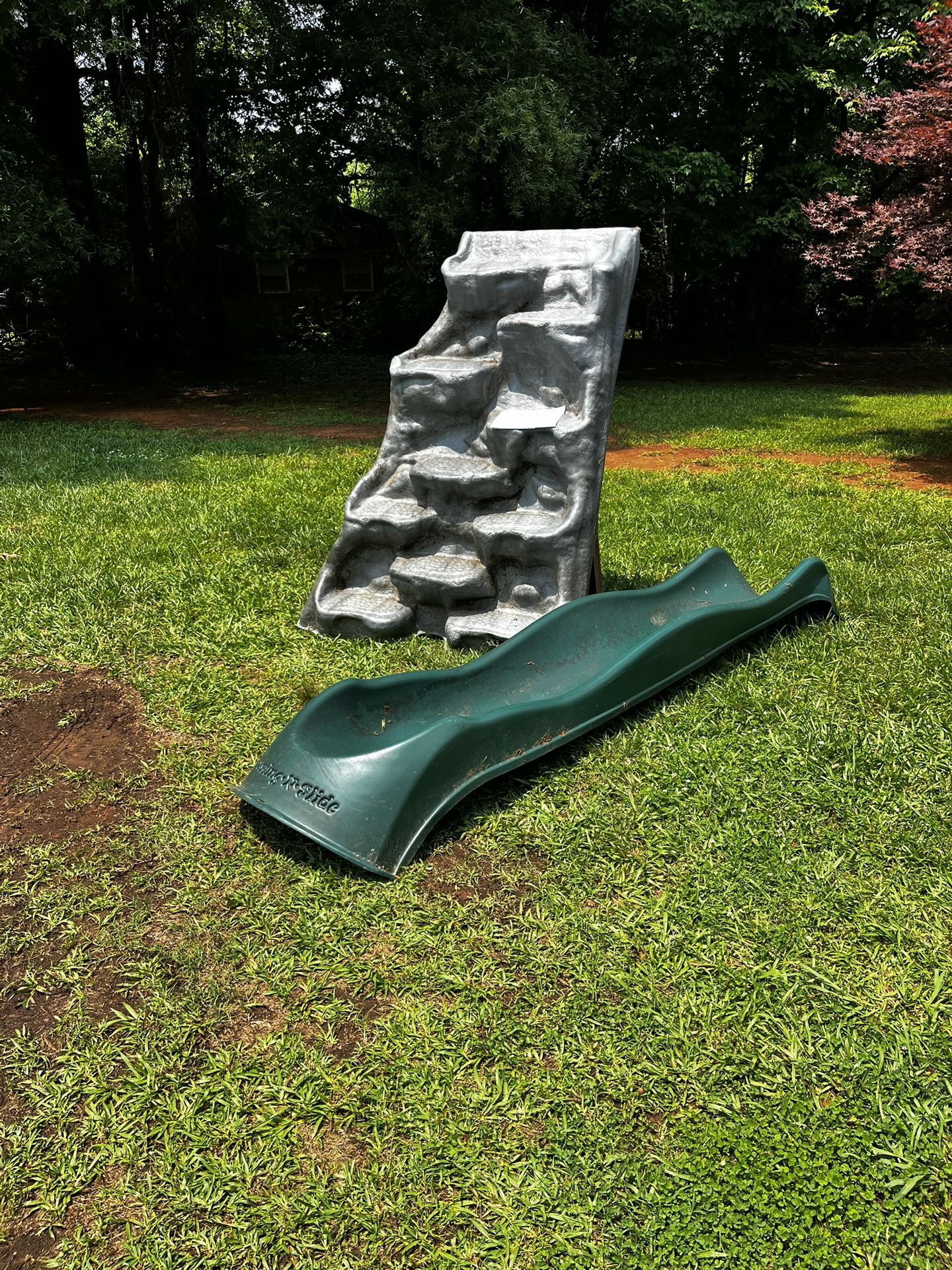 Slide And Rock Wall For Playset