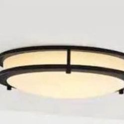 NEW in Box - Flaxmere 14” Black Dimmable LED Flush Mount Ceiling Light w/ Frosted White Cover