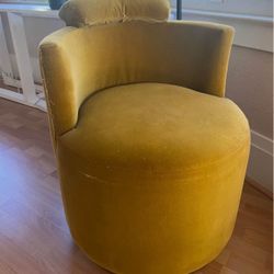 Mustard Velour Barrel Chair