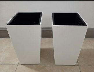 *** PRICE DROP *** PAIR of 16" (Tall) Square White Planters with Irrigation (2 for $35) @ Lasting  Creations