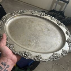 Godinger GSA Silver Art Co. Silver Plate 13”x17” Oval Tray Grape Design
