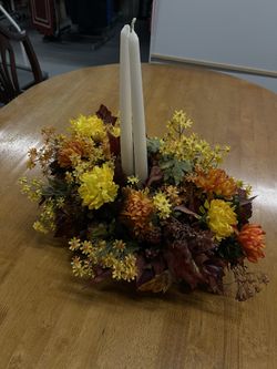 Two Candle Artificial Floral Center Piece