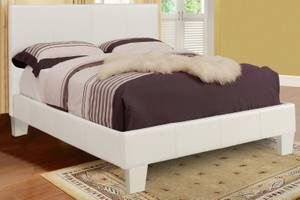 WHITE LEATHER PLATFORM BED WITH MATTRESS NEW