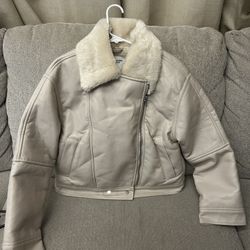 Abercrombie & Fitch Vegan Leather Shearling Biker Jacket