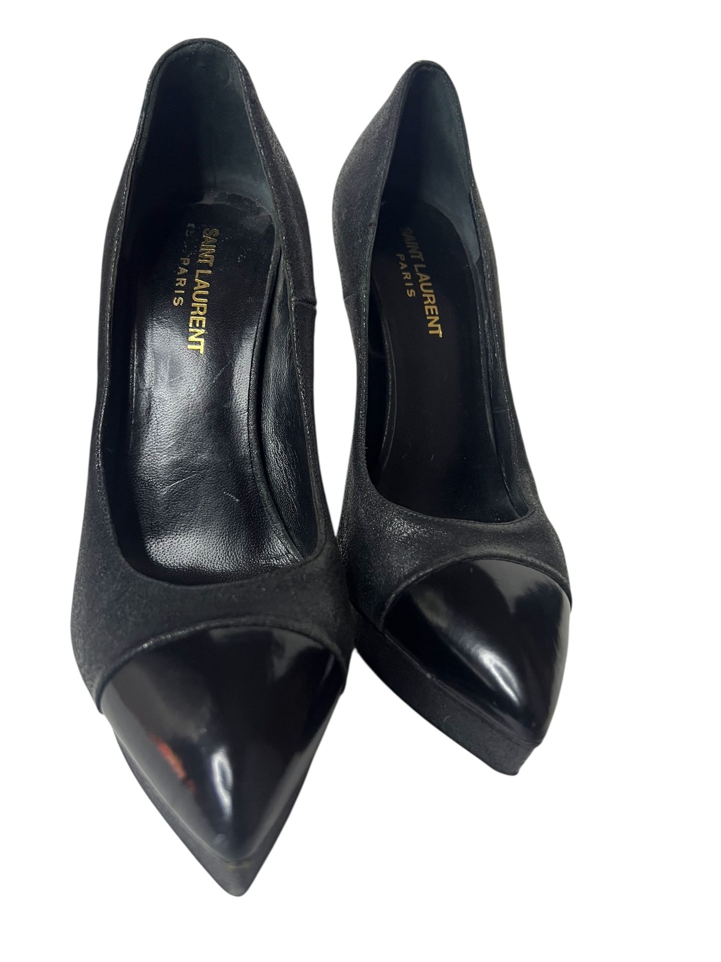 Saint Laurent black leather high heels 38 1/2