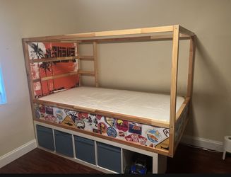 Twin Bed Package Deal – IKEA KURA Bed + Mattress + Topper + Bonus Graphics – $350