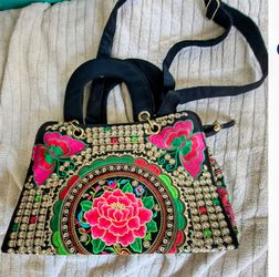 black ethnic shoulder bag
