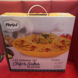 New Parini 2 Piece Ceramic Chip And Salsa Platter