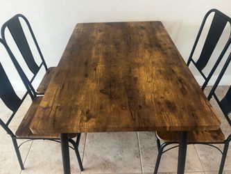 Dining Table with 4 Chairs – Rustic Industrial Style