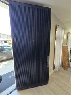 Nice wood front door! 95 x 42 inches