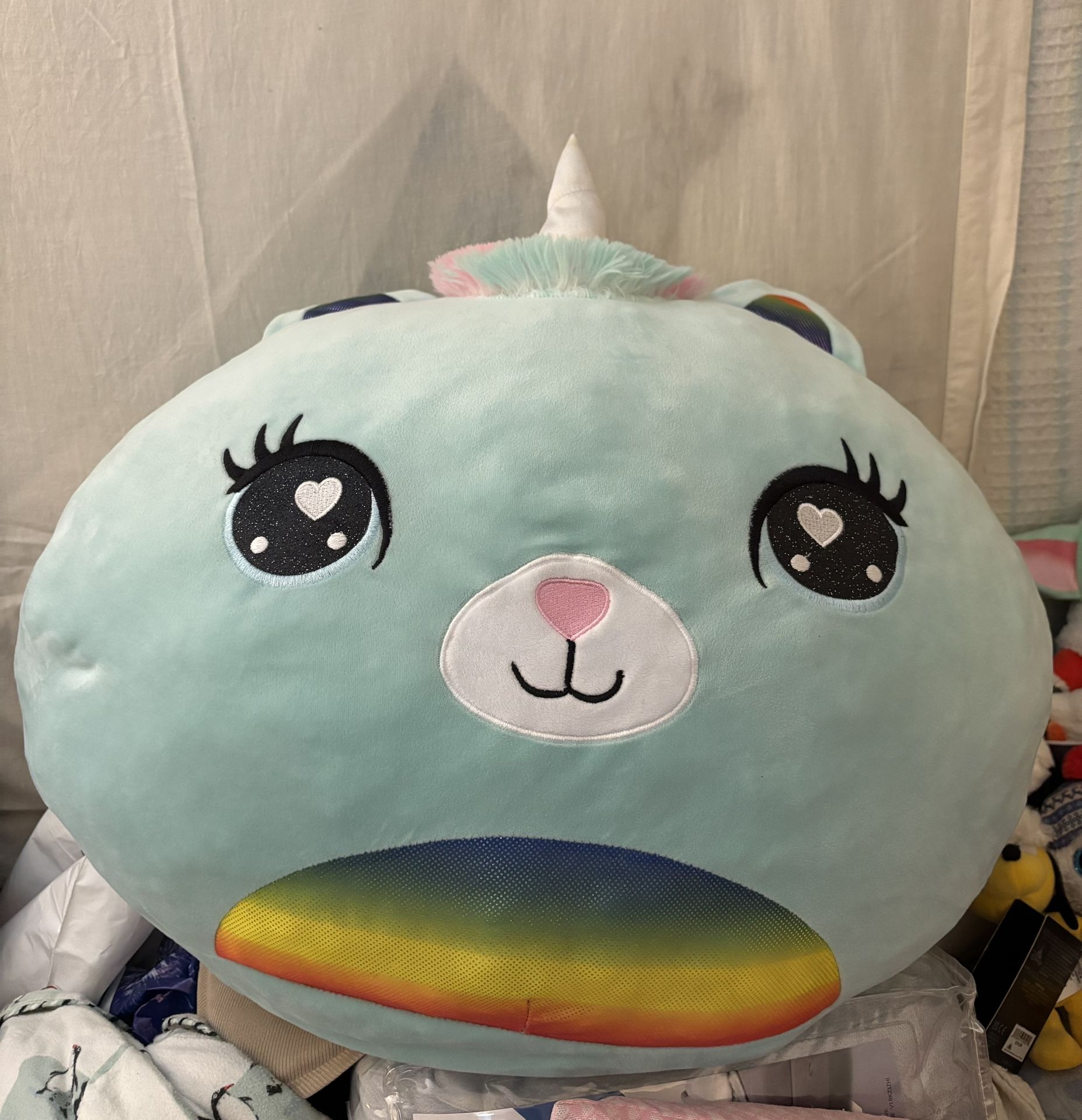 Squooshie Giant Large Pillow Toys - Blue Rainbow Caticorn