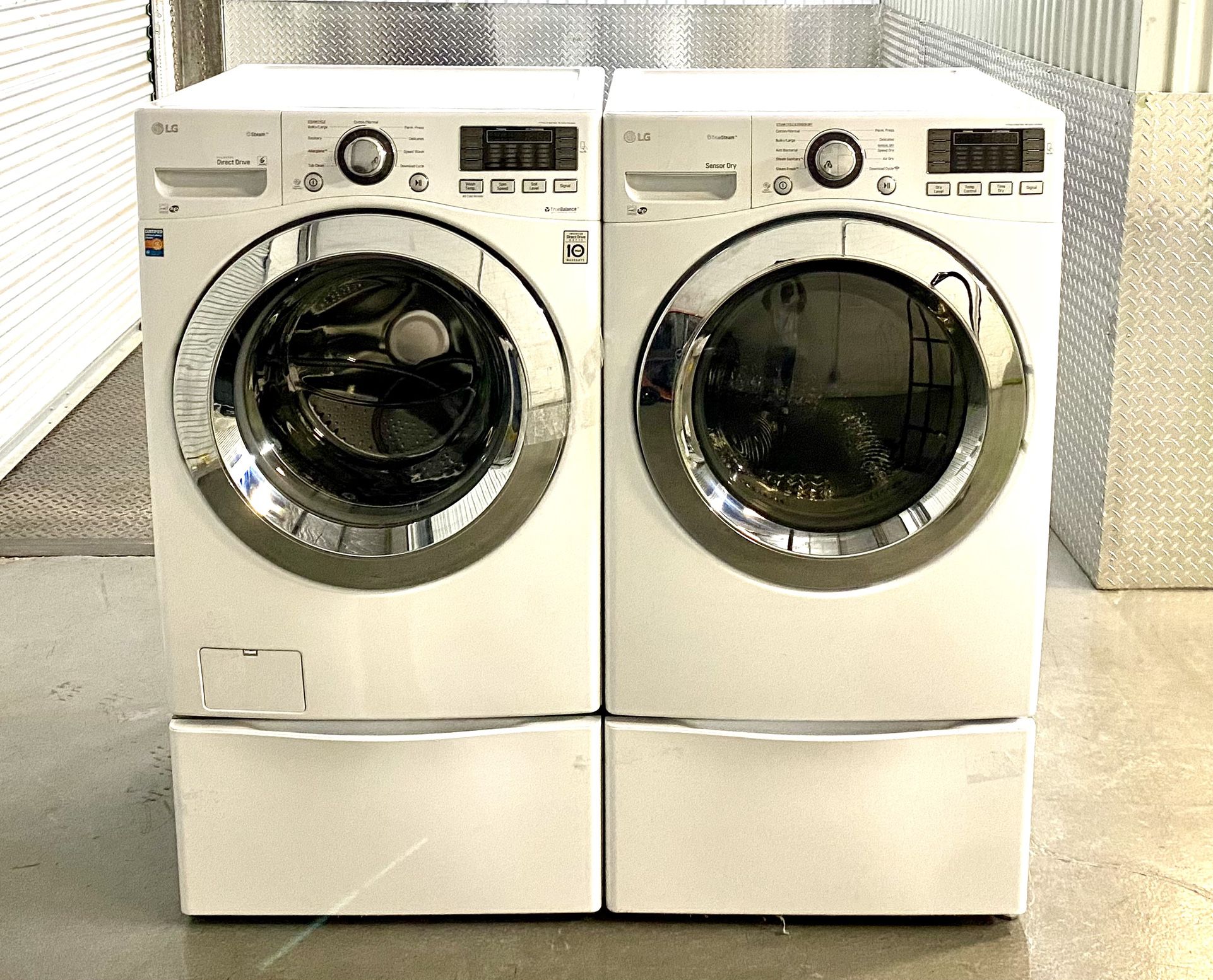 PRACTICALLY NEW CONDITION!!! LG “STEAM” ULTRA CAPACITY Washer & Dryer w Pedestals!