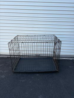 36” Wire Dog Crate, Leak-Proof Tray, Metal, Foldable, Durable, Black, with Durable and Water-Resistant Crate Mat