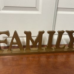 Wood  Gold Family Sign 241/2W X 6”T