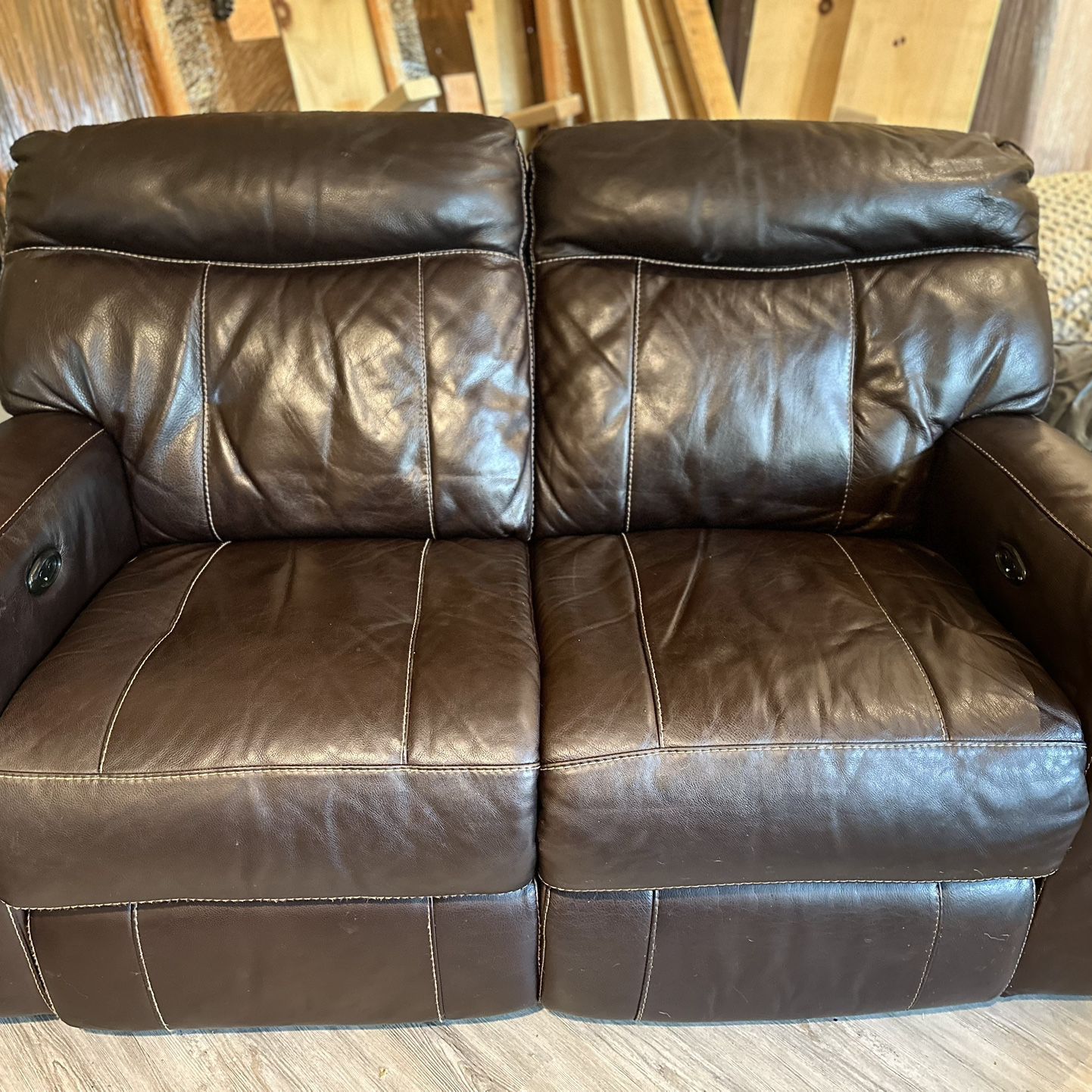 Beautiful Reclining Italian Leather Loveseat