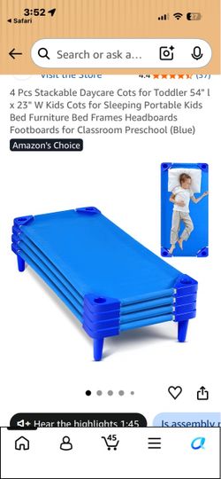 Stackable Daycare Cots for Toddlers, Set of 4
