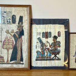 Egypt Papyrus Framed Art King Tut Pharaoh