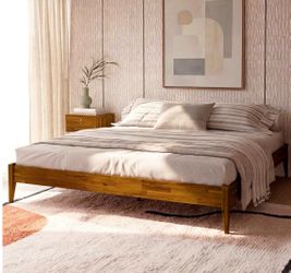 Wood King platform bed mid century modern
