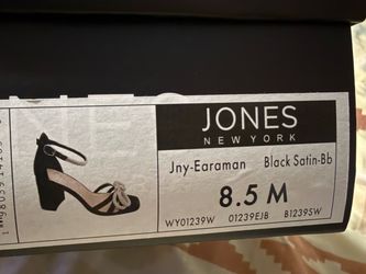Jones New York Earaman Black Satin Heels Size 8.5