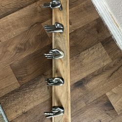 Wooden Wall Hook with Hand Design