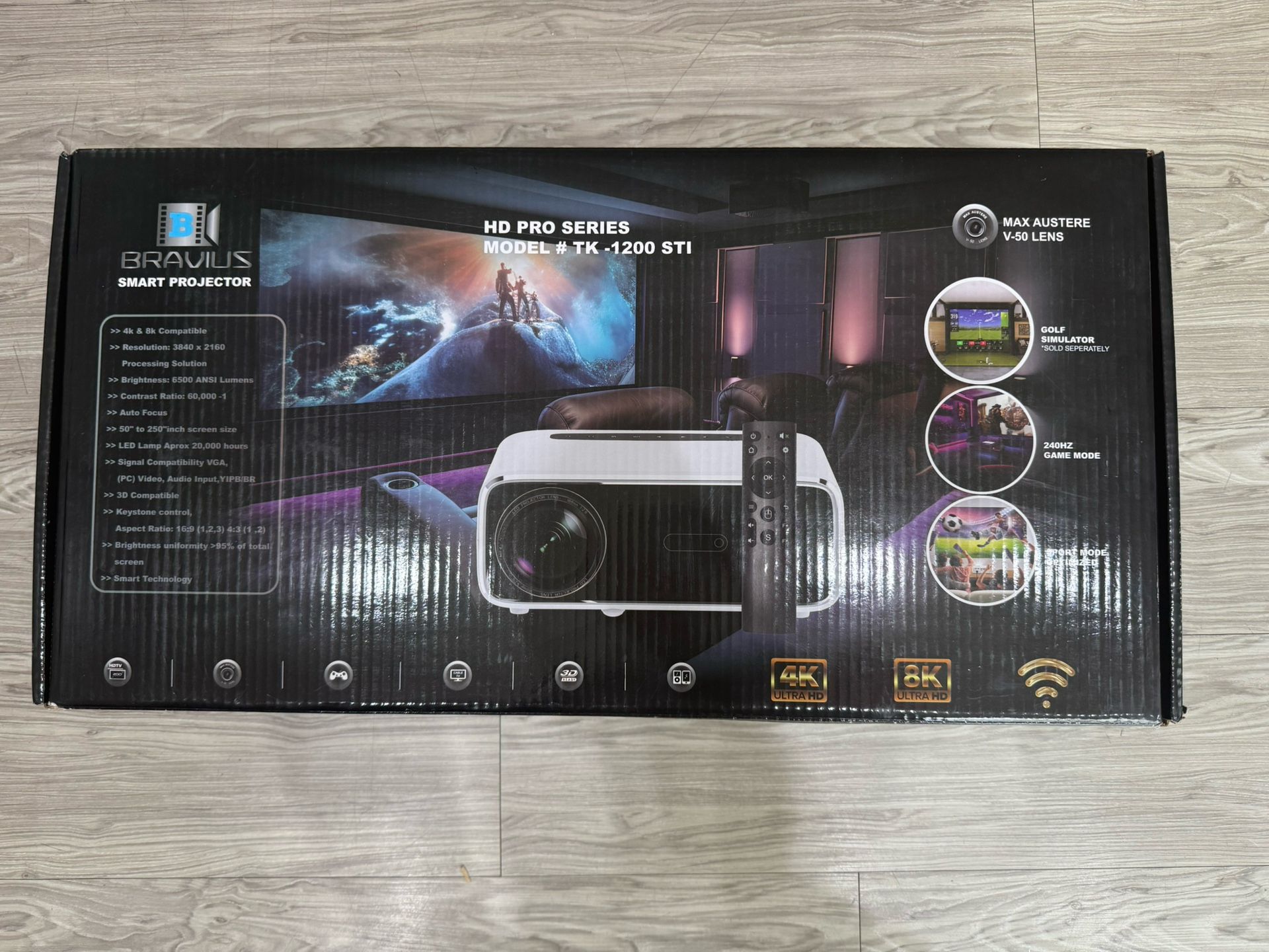 Never Used Bravius Smart Projector HD Pro Series TK-1200 STI 