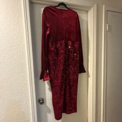 Red velvet and sequin dress