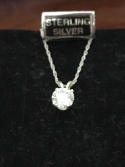 9" Drop Sterling Necklace CZ Pendant