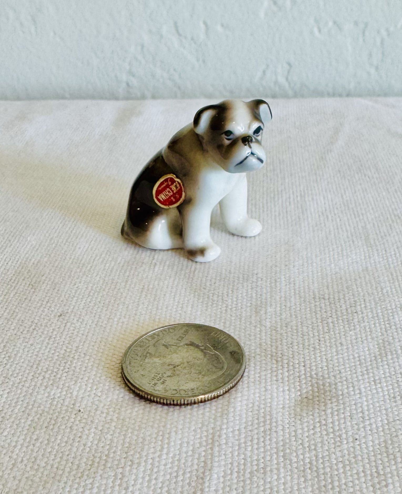 Vintage bone china bulldog figurine miniature
