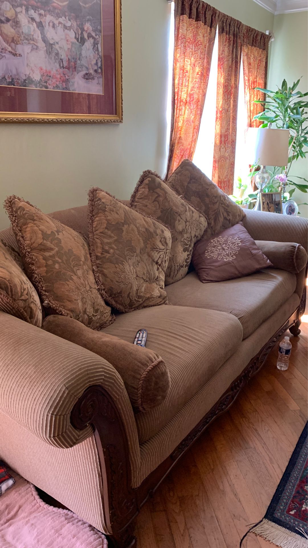 3 brown couch