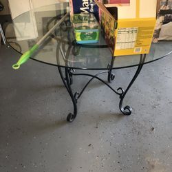 Dining Room Table.  Metal Frame With Glass Top