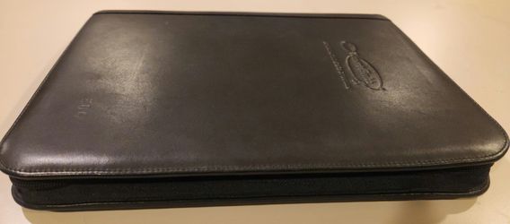 Black Leather Zipper Portfolio Padfolio Organizer with Pen – Business Resume Folder