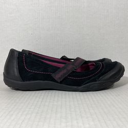 Clarks Haley Braeburn Black Pink Suede Casual Comfort Mary Jane Flats Shoes Wmns Sz 9