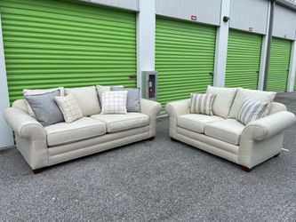 Beige sofa and love seat set