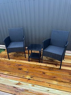 3-Piece Black Rattan Outdoor Furniture Set3